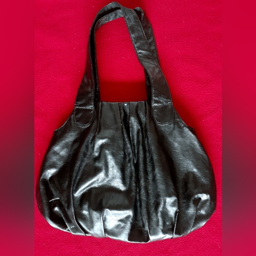 Pleated Slouchy Leather Shoulder Bag Purse
